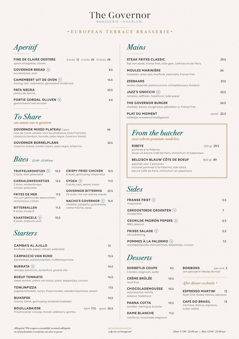 diner haarlem centrum governor brasserie